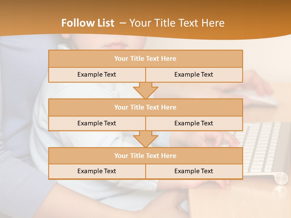 A Woman Holding A Baby Using A Laptop Computer PowerPoint Template