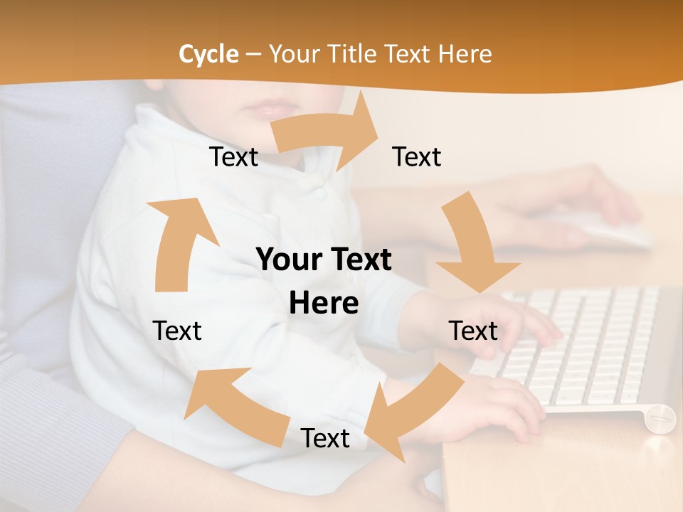 A Woman Holding A Baby Using A Laptop Computer PowerPoint Template