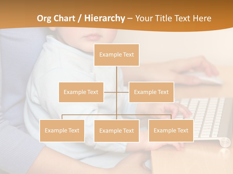 A Woman Holding A Baby Using A Laptop Computer PowerPoint Template