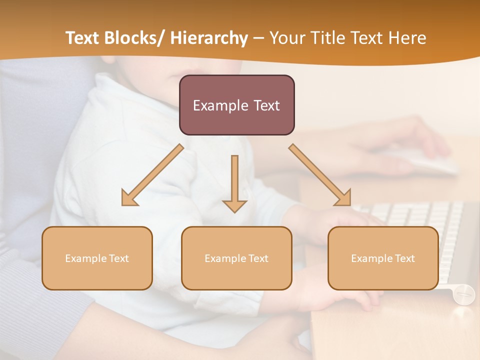 A Woman Holding A Baby Using A Laptop Computer PowerPoint Template