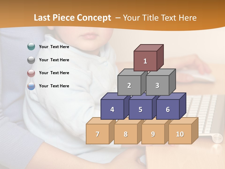 A Woman Holding A Baby Using A Laptop Computer PowerPoint Template