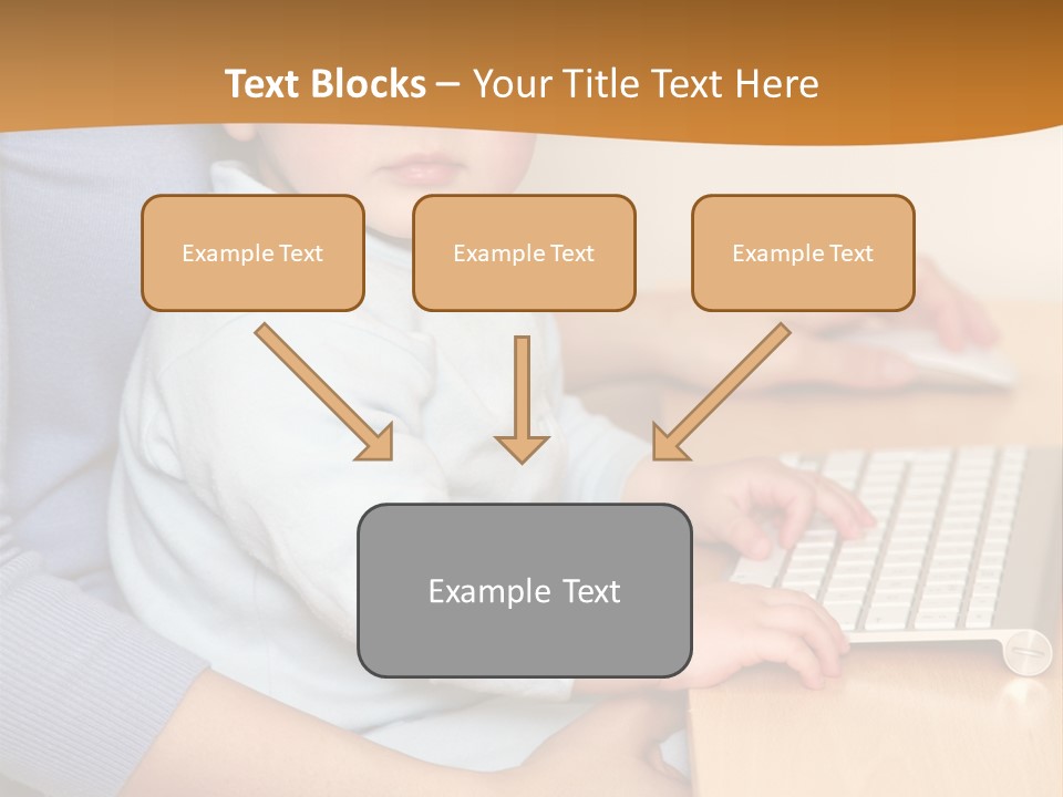 A Woman Holding A Baby Using A Laptop Computer PowerPoint Template