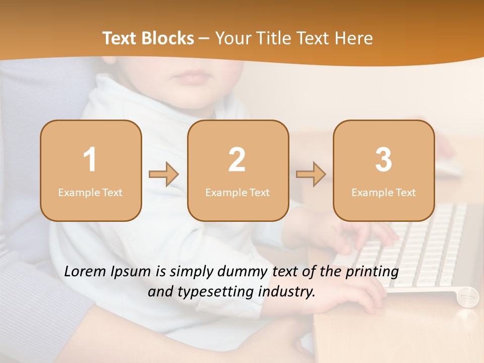 A Woman Holding A Baby Using A Laptop Computer PowerPoint Template