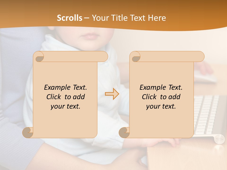 A Woman Holding A Baby Using A Laptop Computer PowerPoint Template