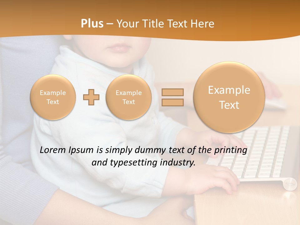 A Woman Holding A Baby Using A Laptop Computer PowerPoint Template