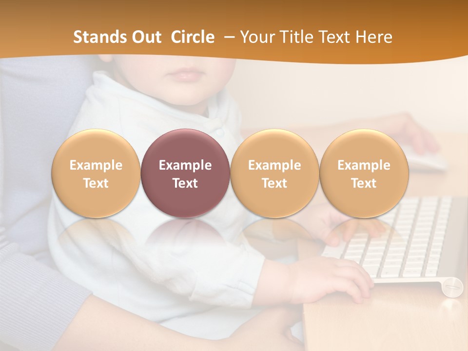 A Woman Holding A Baby Using A Laptop Computer PowerPoint Template