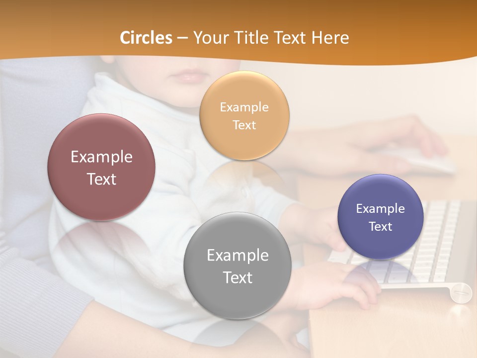 A Woman Holding A Baby Using A Laptop Computer PowerPoint Template