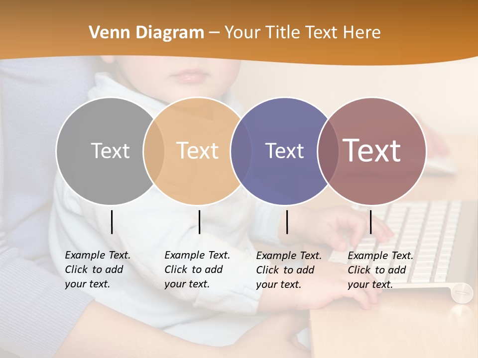 A Woman Holding A Baby Using A Laptop Computer PowerPoint Template