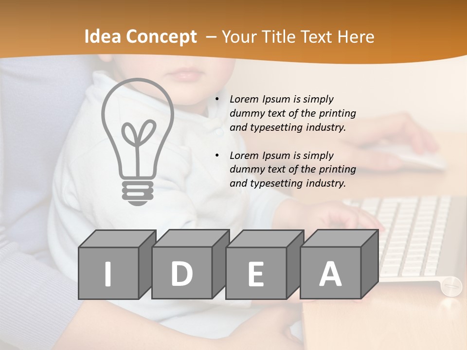 A Woman Holding A Baby Using A Laptop Computer PowerPoint Template