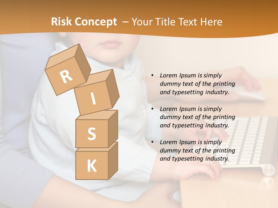 A Woman Holding A Baby Using A Laptop Computer PowerPoint Template