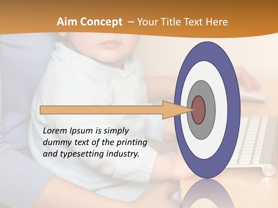 A Woman Holding A Baby Using A Laptop Computer PowerPoint Template