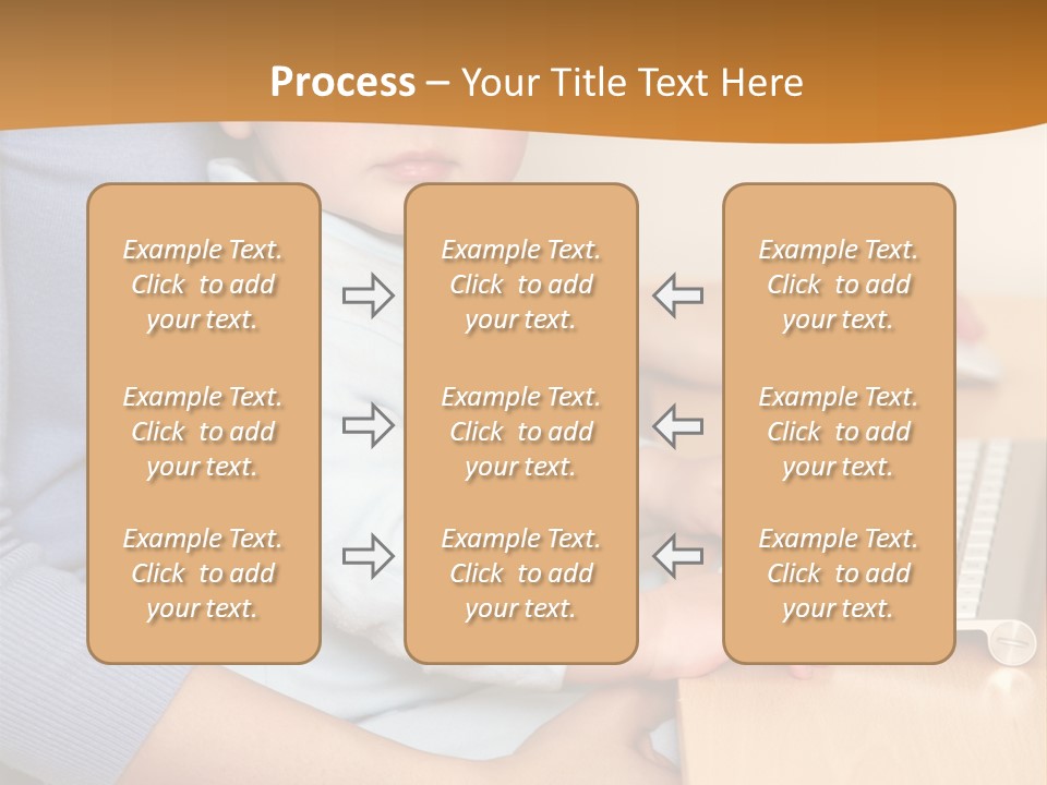 A Woman Holding A Baby Using A Laptop Computer PowerPoint Template