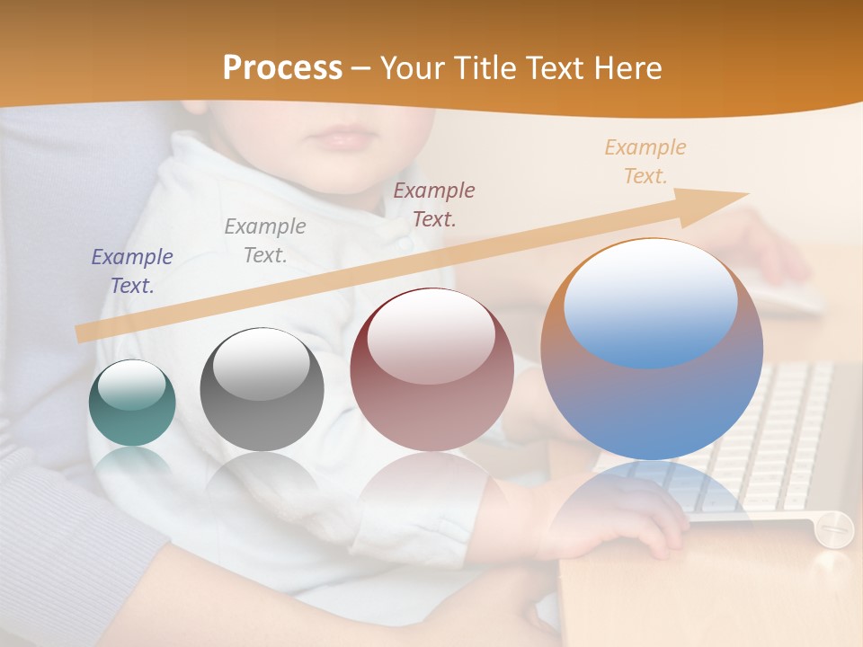 A Woman Holding A Baby Using A Laptop Computer PowerPoint Template