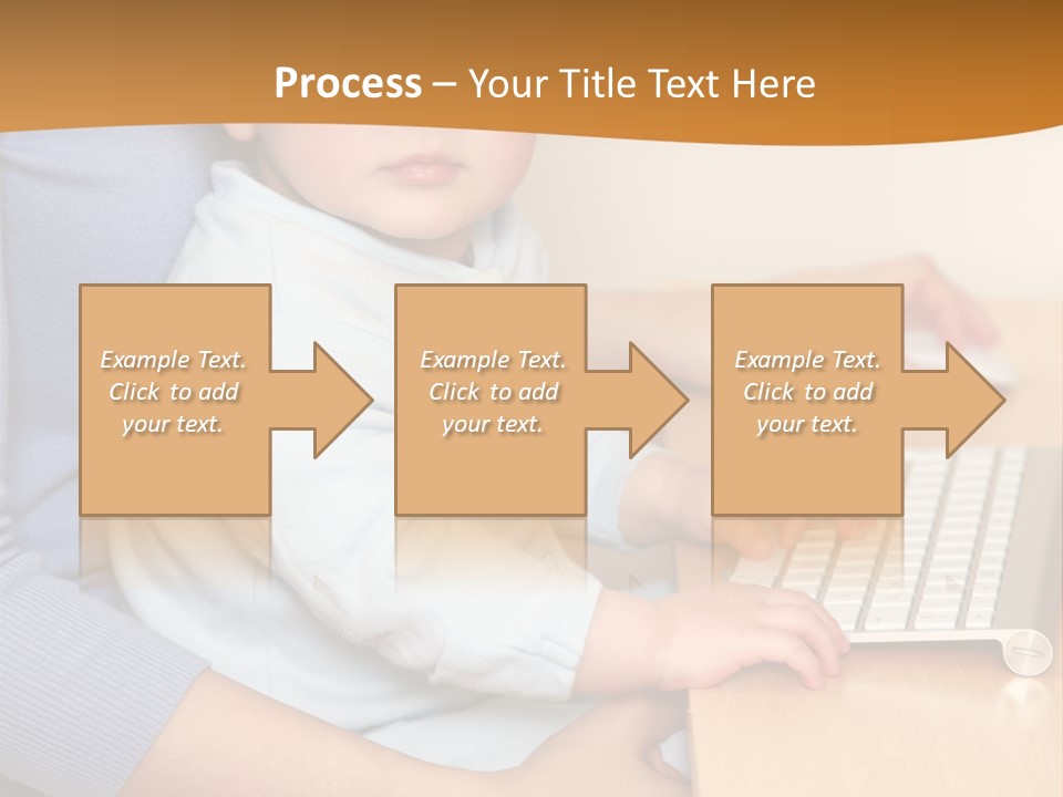 A Woman Holding A Baby Using A Laptop Computer PowerPoint Template