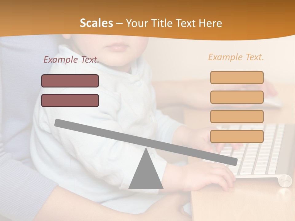 A Woman Holding A Baby Using A Laptop Computer PowerPoint Template