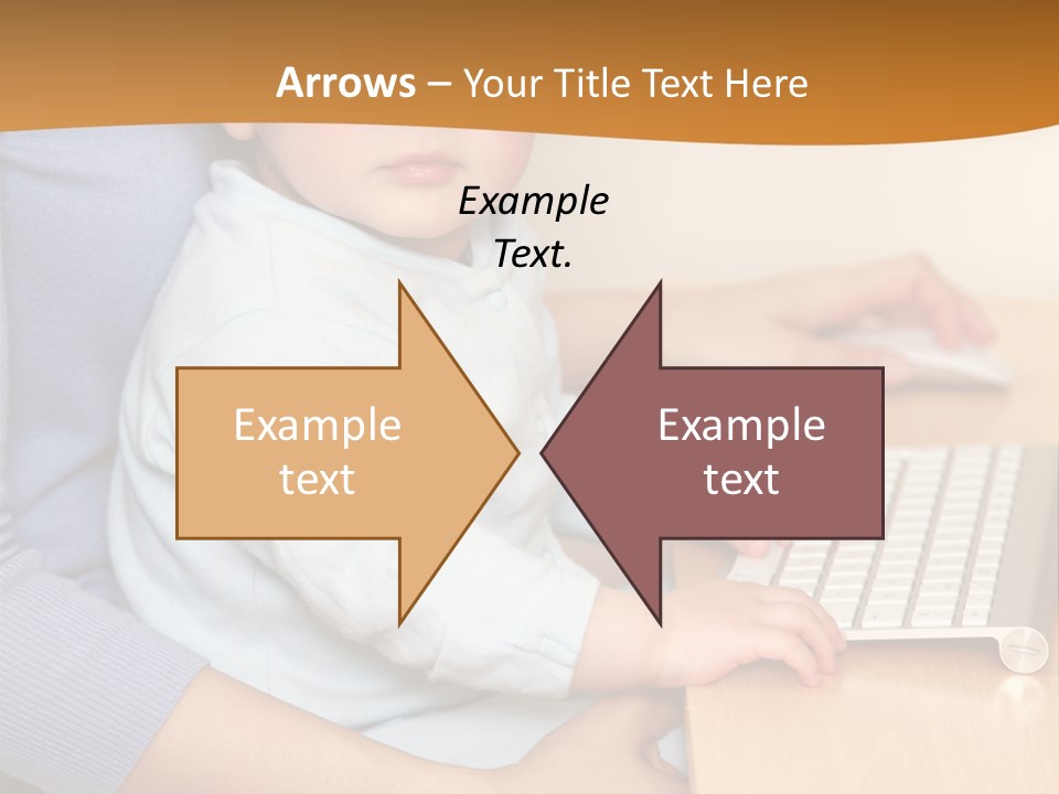 A Woman Holding A Baby Using A Laptop Computer PowerPoint Template