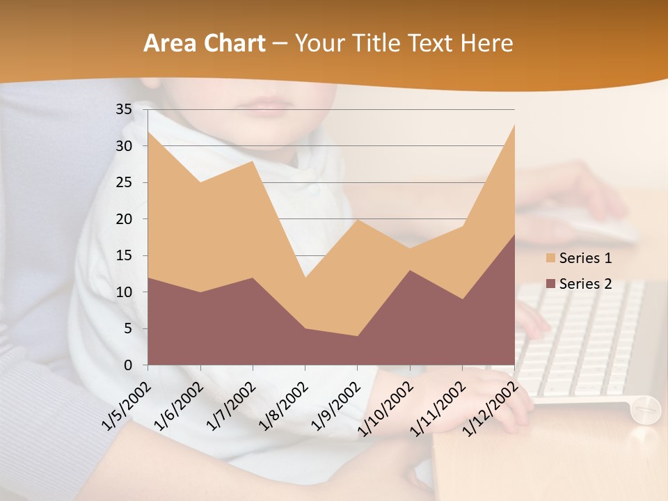 A Woman Holding A Baby Using A Laptop Computer PowerPoint Template