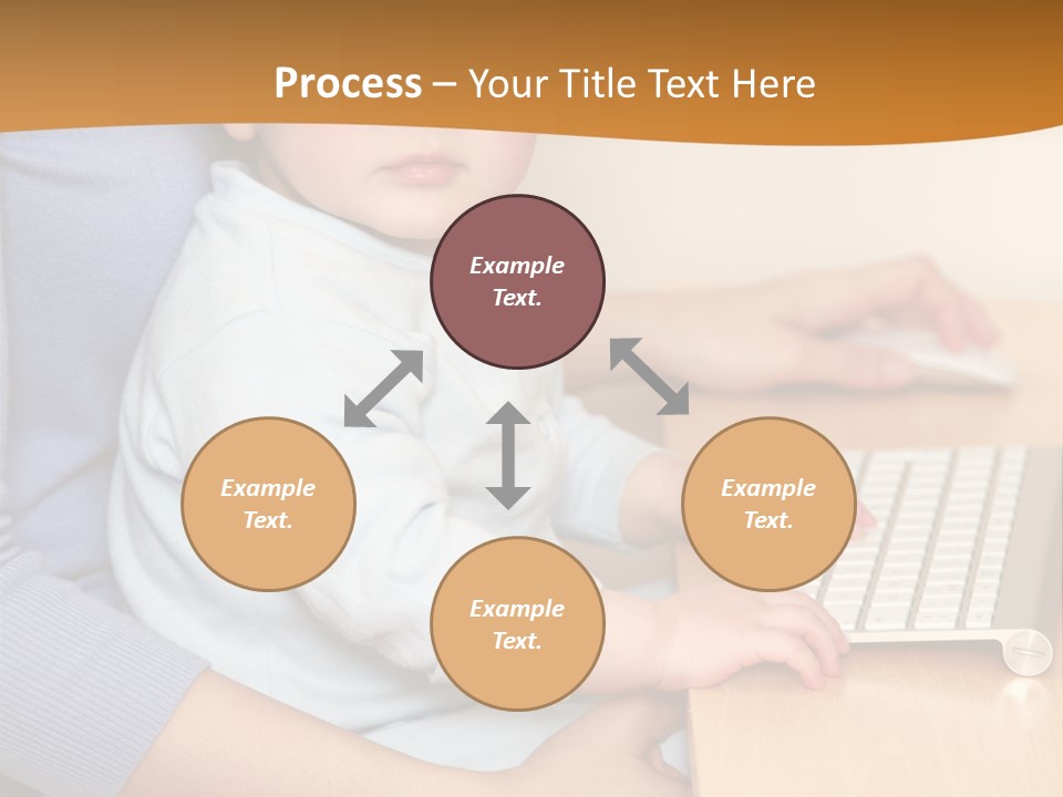 A Woman Holding A Baby Using A Laptop Computer PowerPoint Template