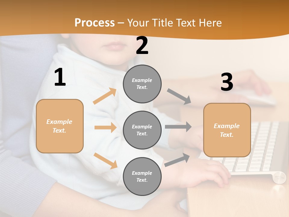 A Woman Holding A Baby Using A Laptop Computer PowerPoint Template