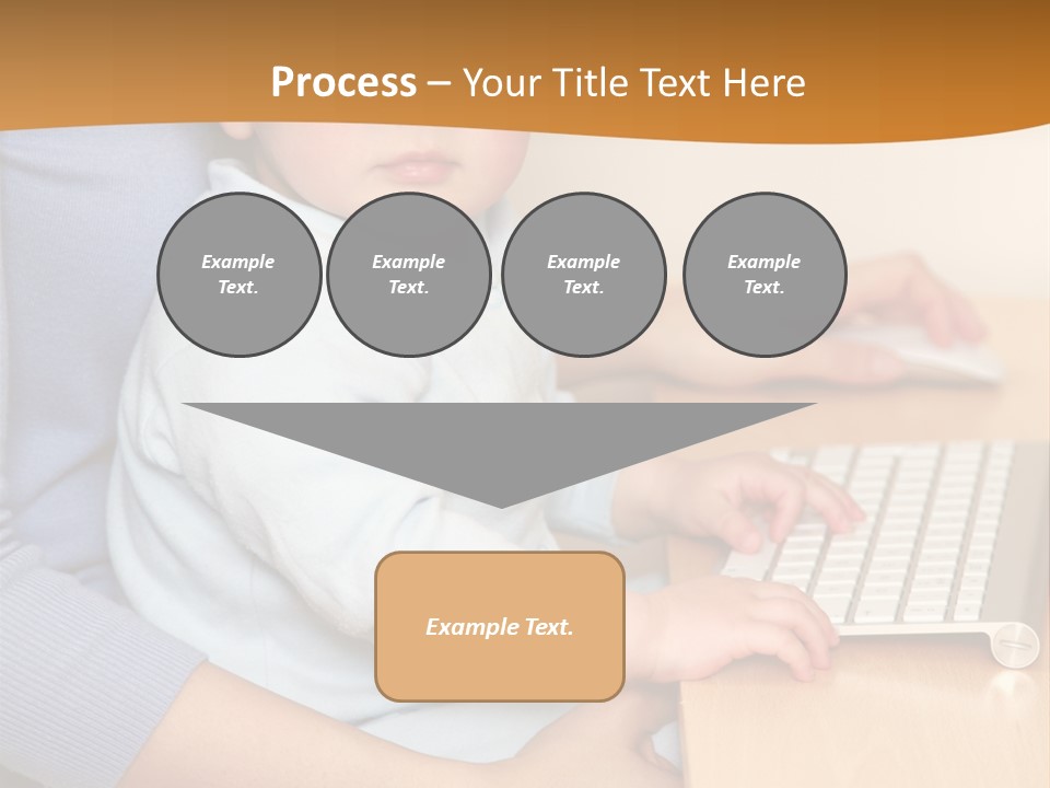 A Woman Holding A Baby Using A Laptop Computer PowerPoint Template