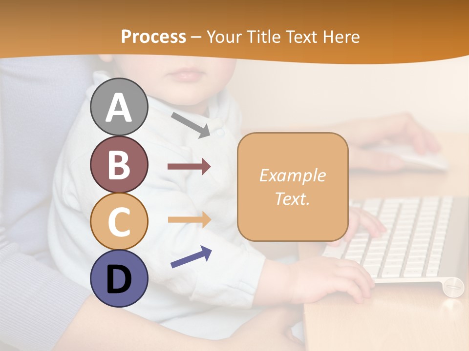 A Woman Holding A Baby Using A Laptop Computer PowerPoint Template