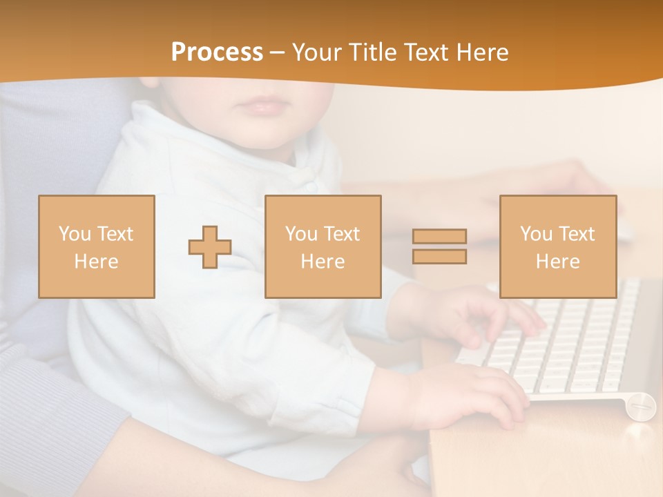 A Woman Holding A Baby Using A Laptop Computer PowerPoint Template