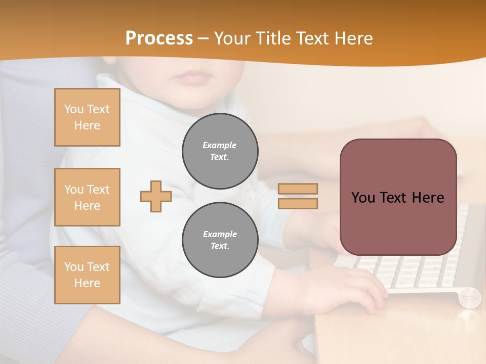 A Woman Holding A Baby Using A Laptop Computer PowerPoint Template