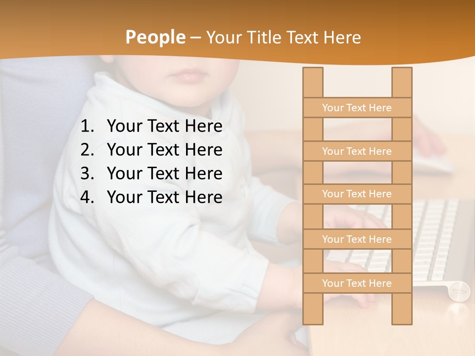 A Woman Holding A Baby Using A Laptop Computer PowerPoint Template