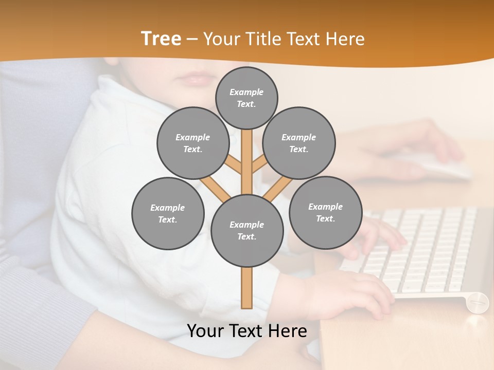 A Woman Holding A Baby Using A Laptop Computer PowerPoint Template