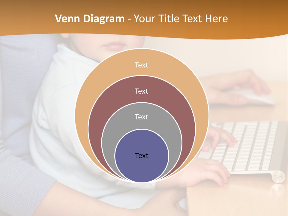 A Woman Holding A Baby Using A Laptop Computer PowerPoint Template