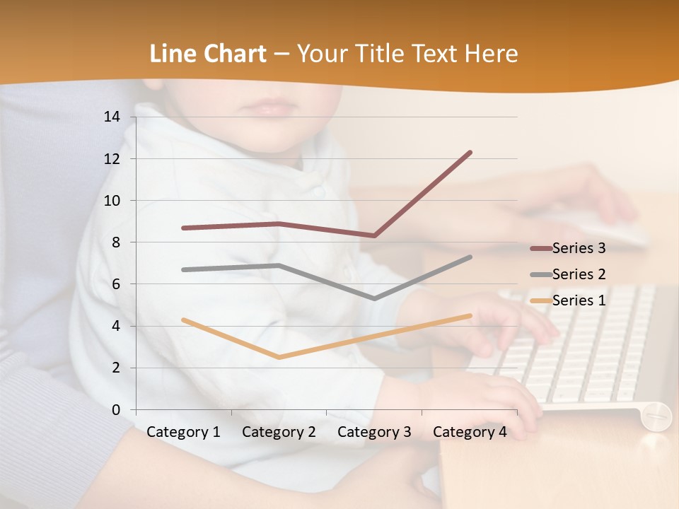 A Woman Holding A Baby Using A Laptop Computer PowerPoint Template