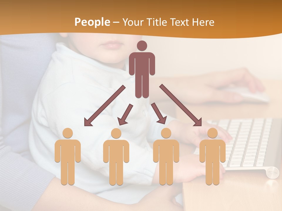 A Woman Holding A Baby Using A Laptop Computer PowerPoint Template