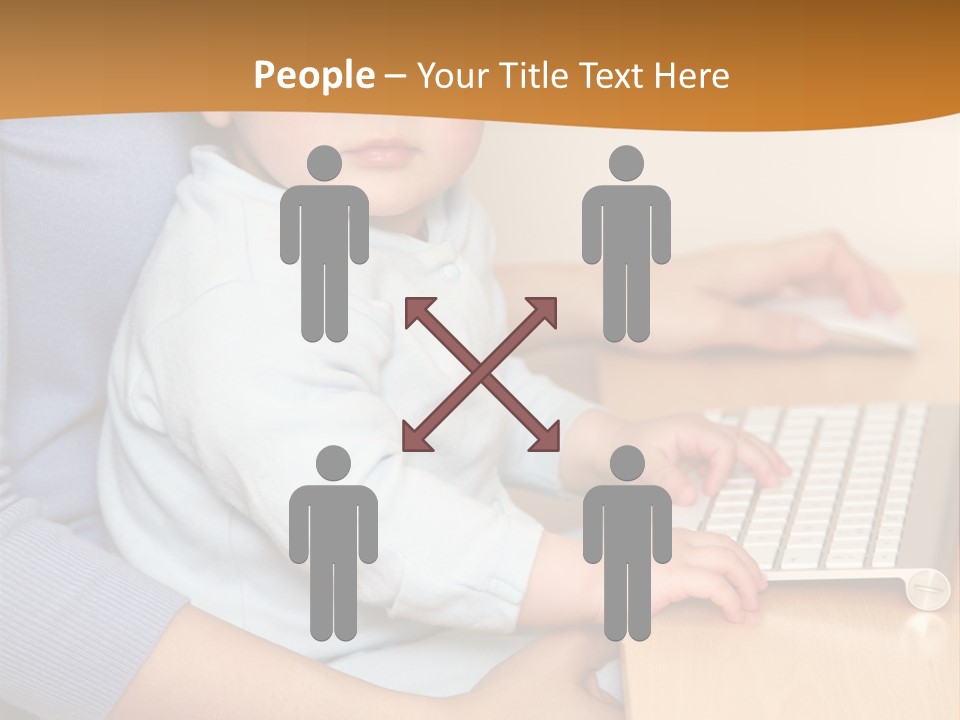 A Woman Holding A Baby Using A Laptop Computer PowerPoint Template