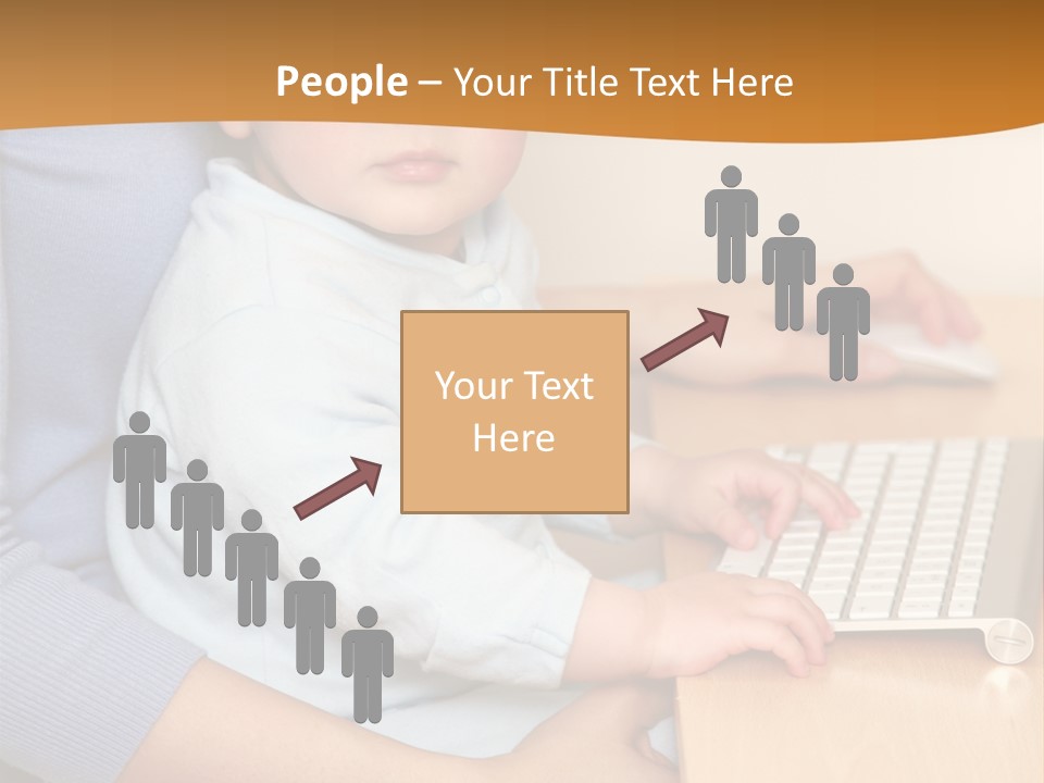 A Woman Holding A Baby Using A Laptop Computer PowerPoint Template