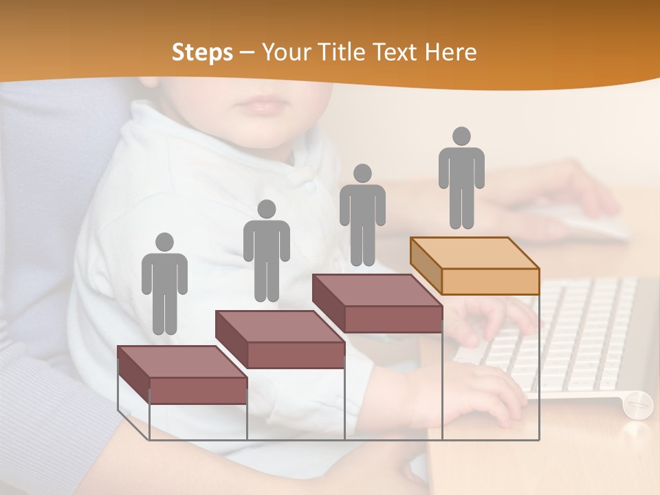 A Woman Holding A Baby Using A Laptop Computer PowerPoint Template