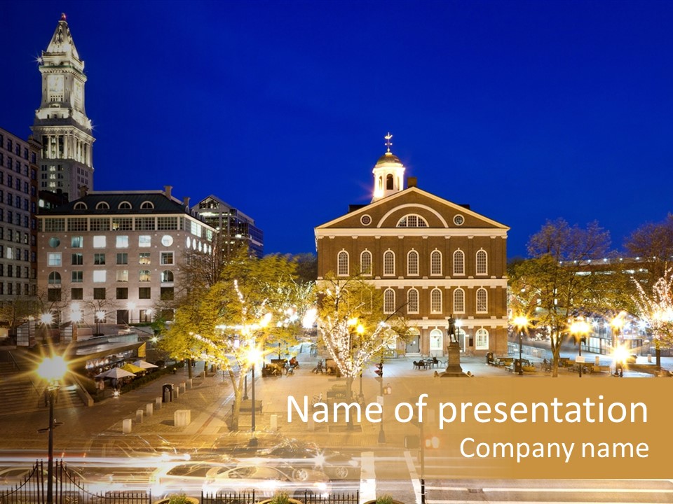 A Large Building With A Clock Tower In The Middle Of It PowerPoint Template