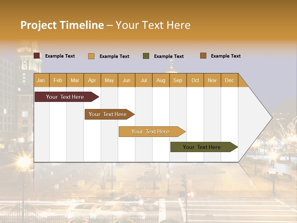 A Town Square With A Clock Tower At Night PowerPoint Template