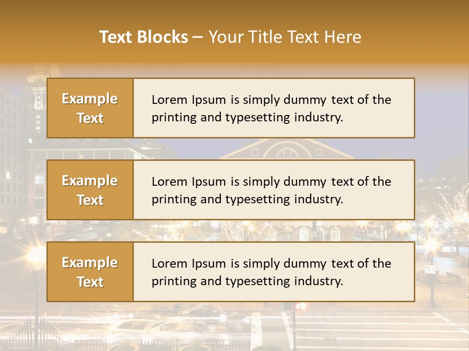 A Town Square With A Clock Tower At Night PowerPoint Template