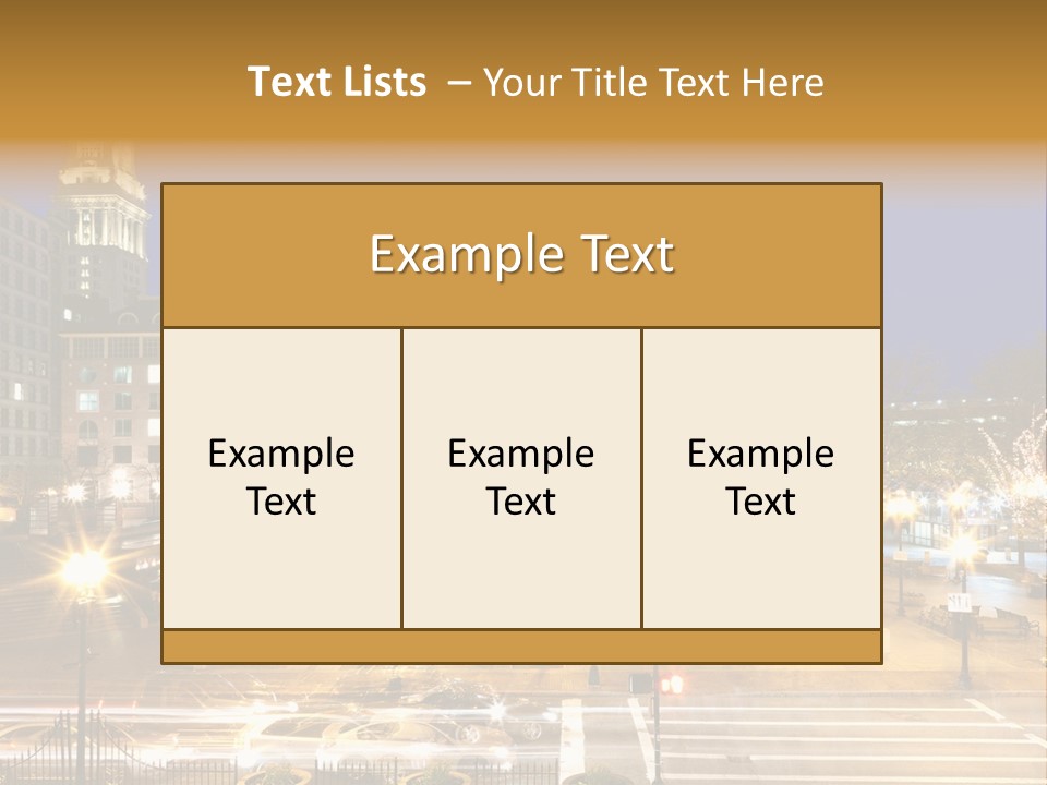 A Town Square With A Clock Tower At Night PowerPoint Template