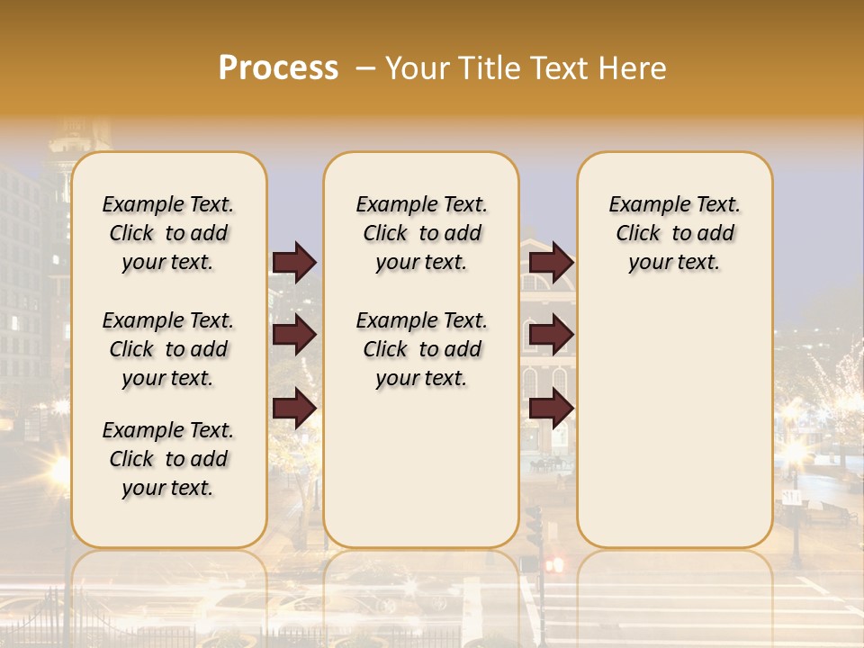 A Town Square With A Clock Tower At Night PowerPoint Template
