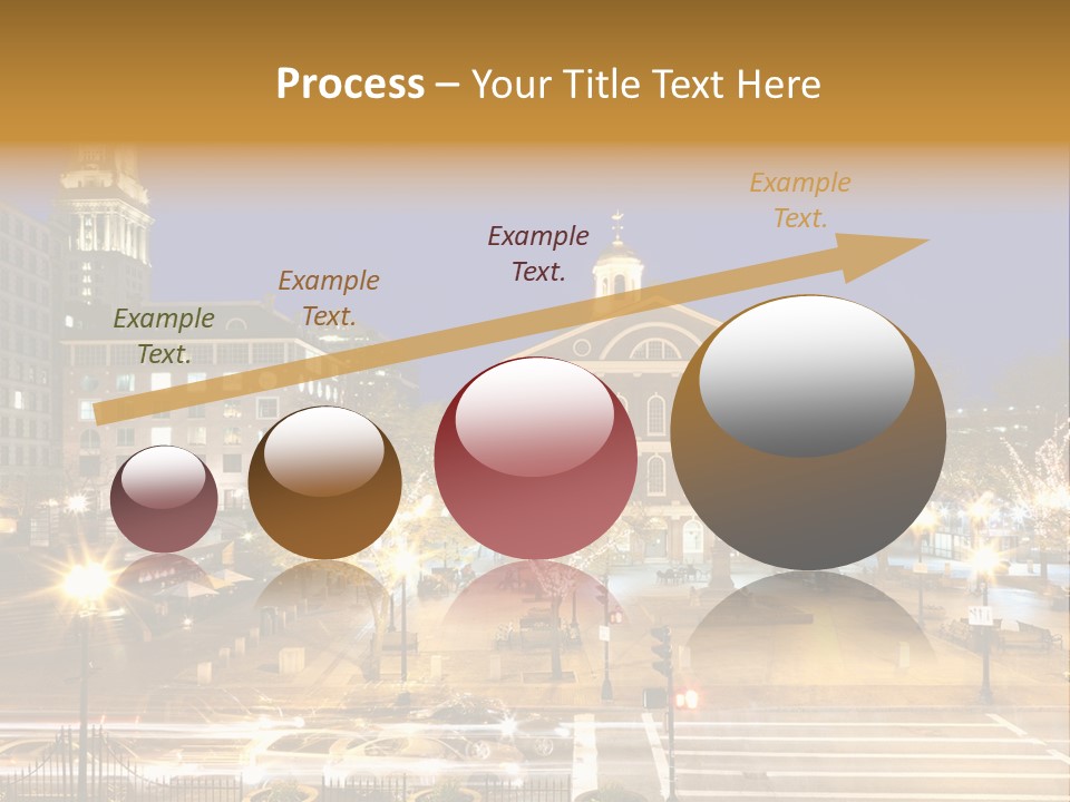 A Town Square With A Clock Tower At Night PowerPoint Template