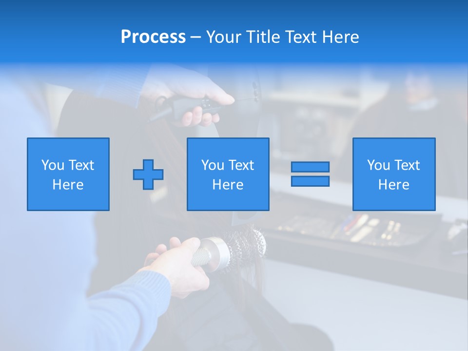A Woman Blow Drying Her Hair In A Salon PowerPoint Template