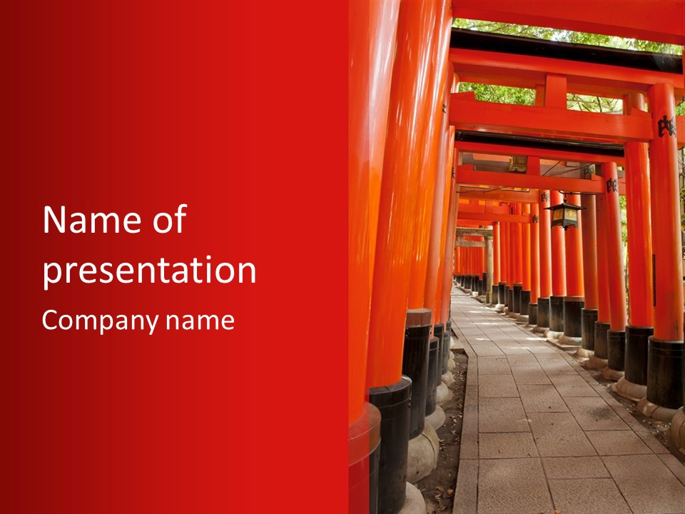 Orange Way Torii PowerPoint Template