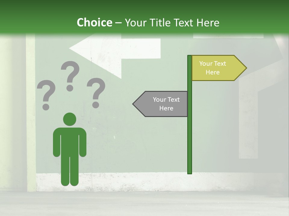 A Man Walking Down A Street Next To A Green Wall PowerPoint Template