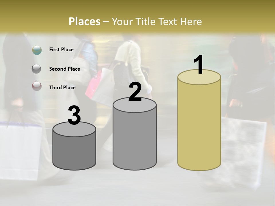 A Group Of People Walking Down A Street Carrying Shopping Bags PowerPoint Template