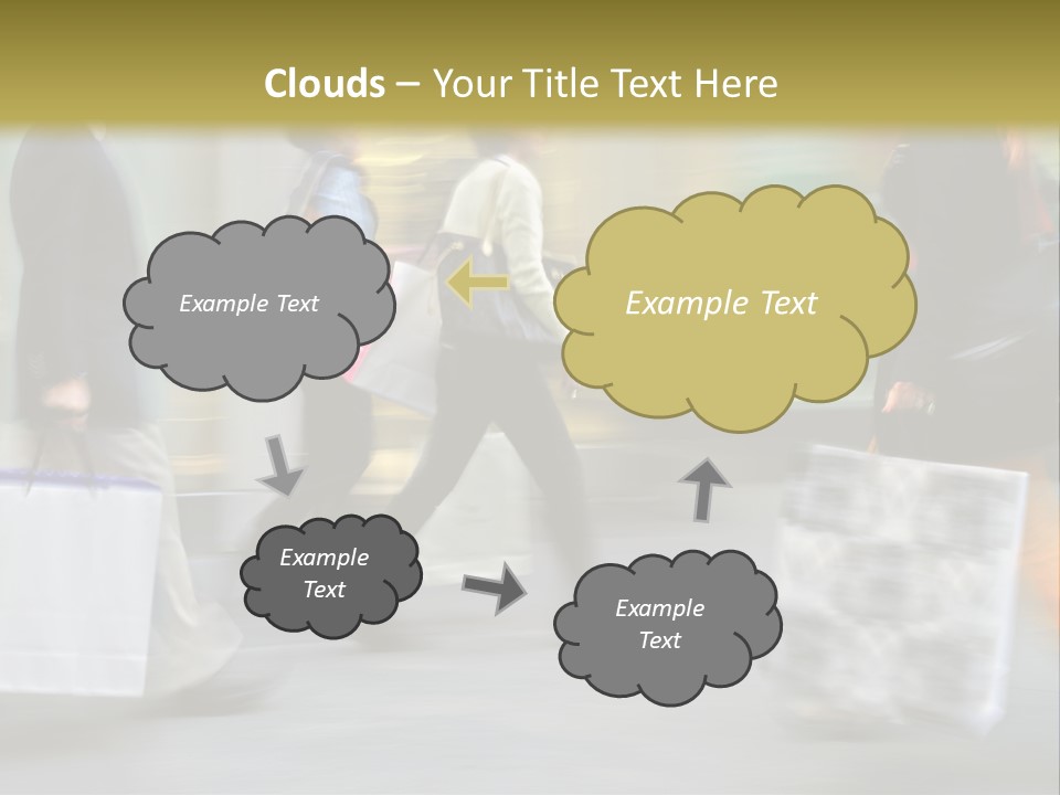 A Group Of People Walking Down A Street Carrying Shopping Bags PowerPoint Template