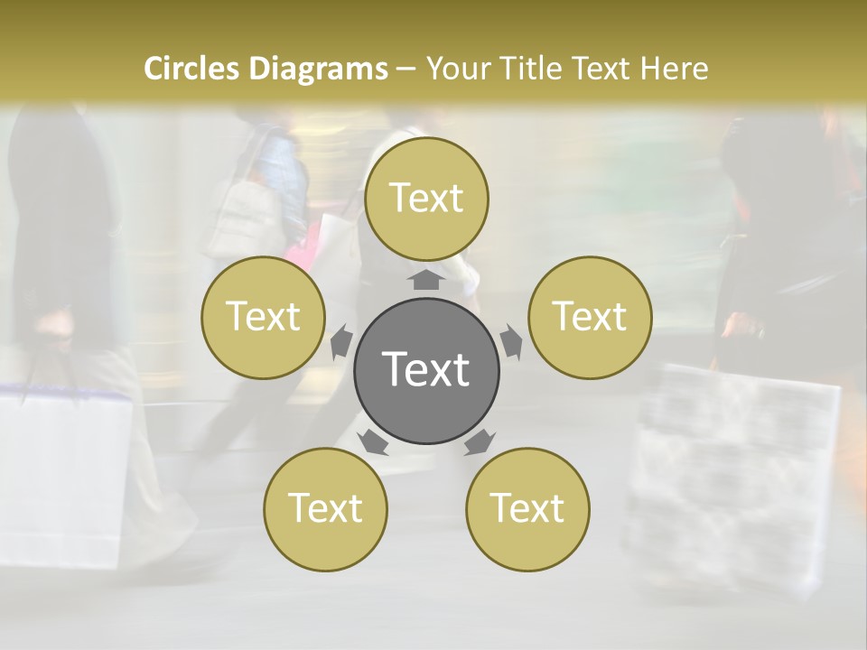 A Group Of People Walking Down A Street Carrying Shopping Bags PowerPoint Template