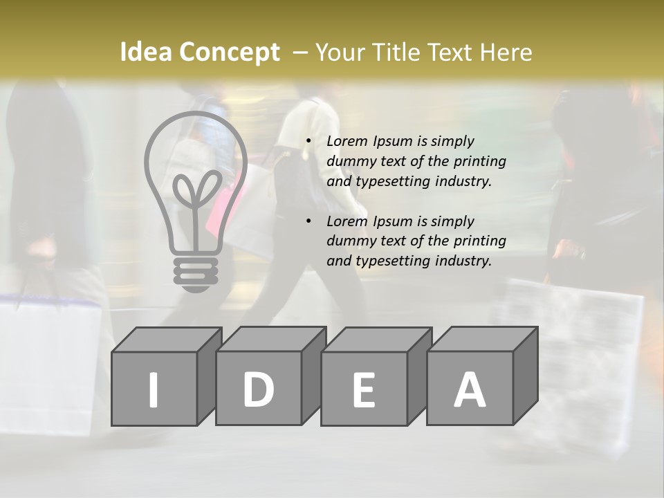 A Group Of People Walking Down A Street Carrying Shopping Bags PowerPoint Template