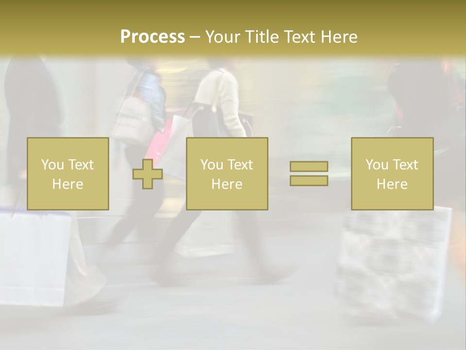 A Group Of People Walking Down A Street Carrying Shopping Bags PowerPoint Template