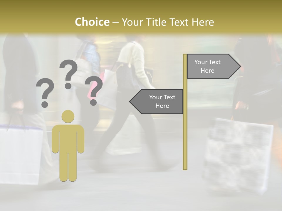 A Group Of People Walking Down A Street Carrying Shopping Bags PowerPoint Template